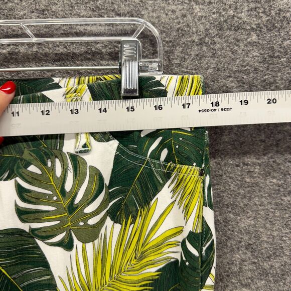 Time And Tru Pants Women XL Green Floral High Rise Chino Flat Front Skinny - Picture 3 of 7